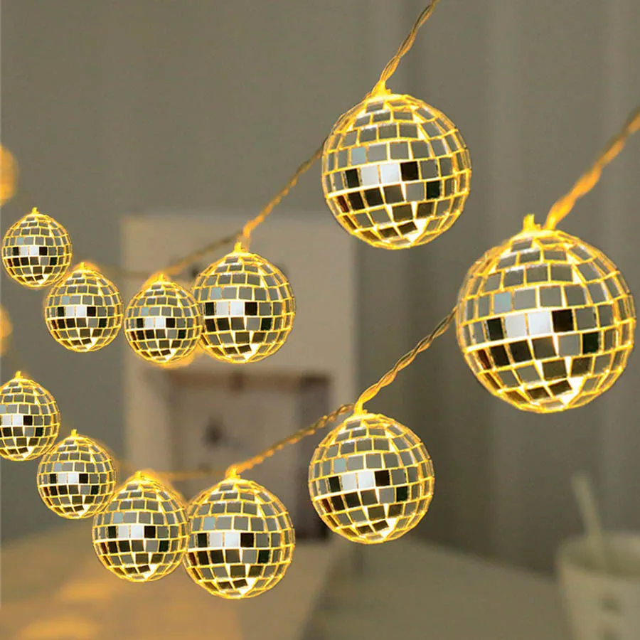 

1.5/3M Mirror Disco Ball Led String Light Dia 4CM Battery Powered Globe Fairy Light Party Christmas Tree Decor Garland Light