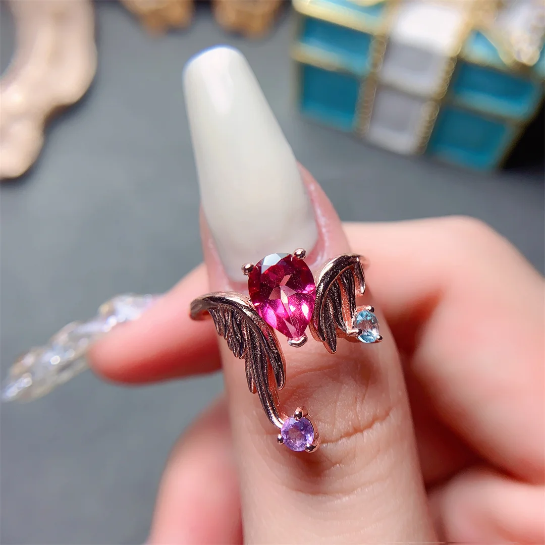 

Женское кольцо с натуральным розовым топазом, из серебра 925 пробы, 5 х7 мм