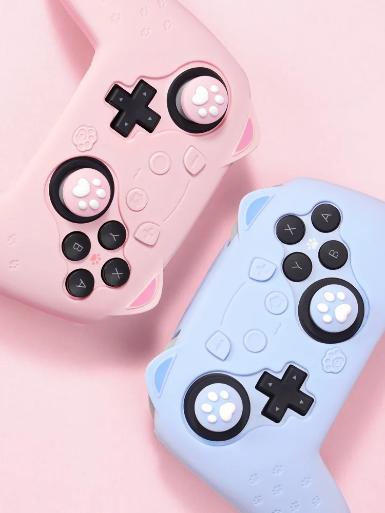 Оригинальный силиконовый защитный чехол для контроллера Switch 2 Pro с кошачьими ушками и лапками, противоскользящий, милый, розовый, синий, игровой аксессуар (art.: 3920da729e013) - 3920da729e013