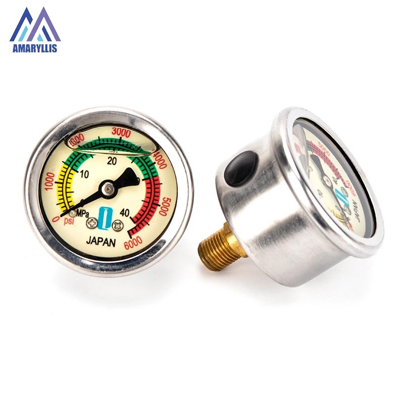 

PCP Paintball Pump Valve Scuba Manometer 40mm High Pressure Gauge M10x1 1.5 Inch Pressure Gauge Oil Filled Shock-proof 40Mpa