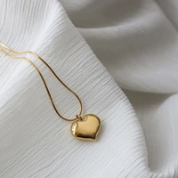 fashion 14k gold plated heart pendant for women vintage glossy peach heart clavicle chain wedding anniversary high jewelry gifts