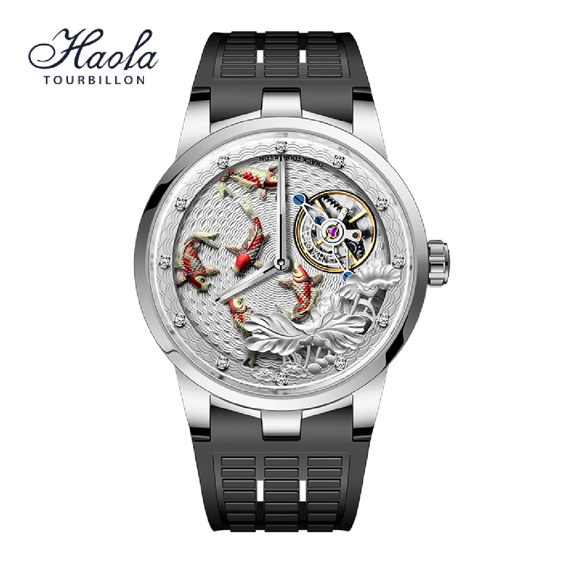 

Haofa Luxury Carrousel Mechanical Watches For Men Luxury Sapphire Karrusel Power Reserve 80H Rotating Mens Watch Waterproof 1951