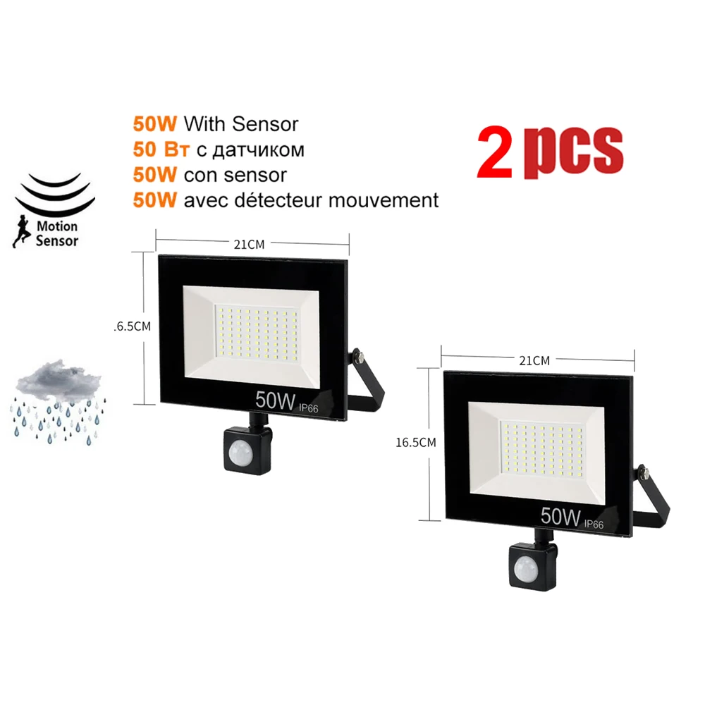 

2 pcs 220V FloodLight Spotlight Exterior Street wall reflector LED Light PIR Motion Sensor Lamp Garden Lights Waterproof Spotlig