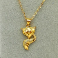 fashion cute little golden fox simple fox animal necklace rings womens copper plated jewelry