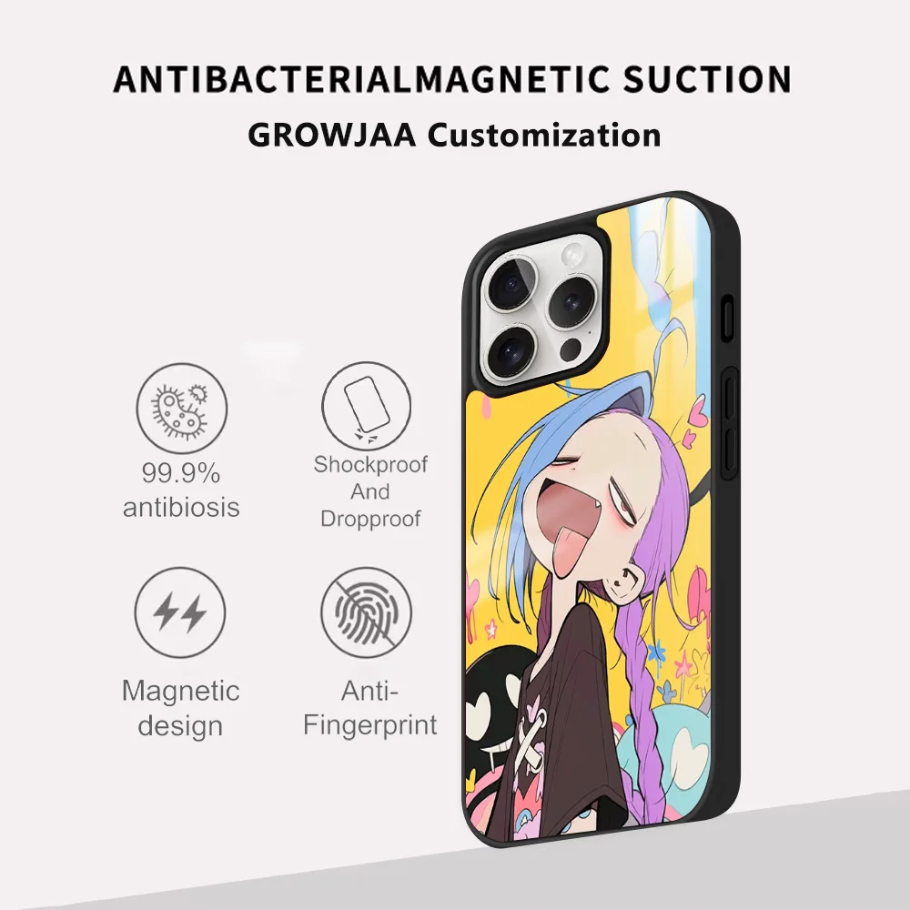 J-Jinx милый художественный мультяшный чехол для телефона iPhone 16 15 14 13 12 11 Pro Max Plus Mini