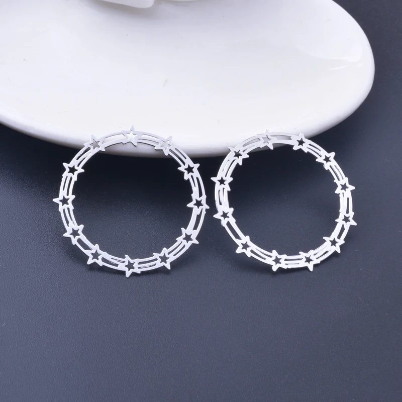 6 шт. 35 мм филигранная звезда гирлянда подвески цвета розового золота круглые