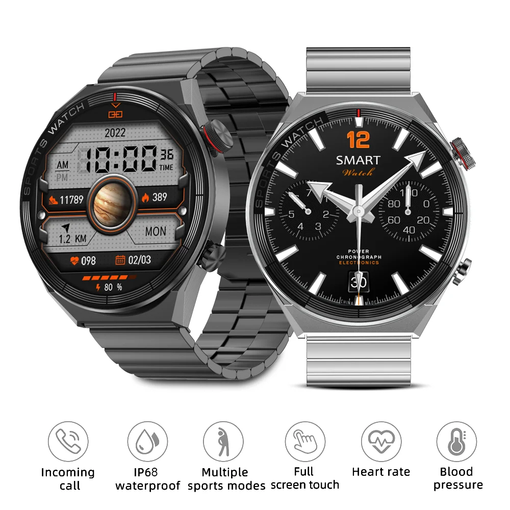 

Смарт-часы NFC DT3 MATE, спортивные IP68 Смарт-часы с GPS-отслеживанием сна, пульсометром и стальным ремешком, 1,5 дюйма, модные наручные часы
