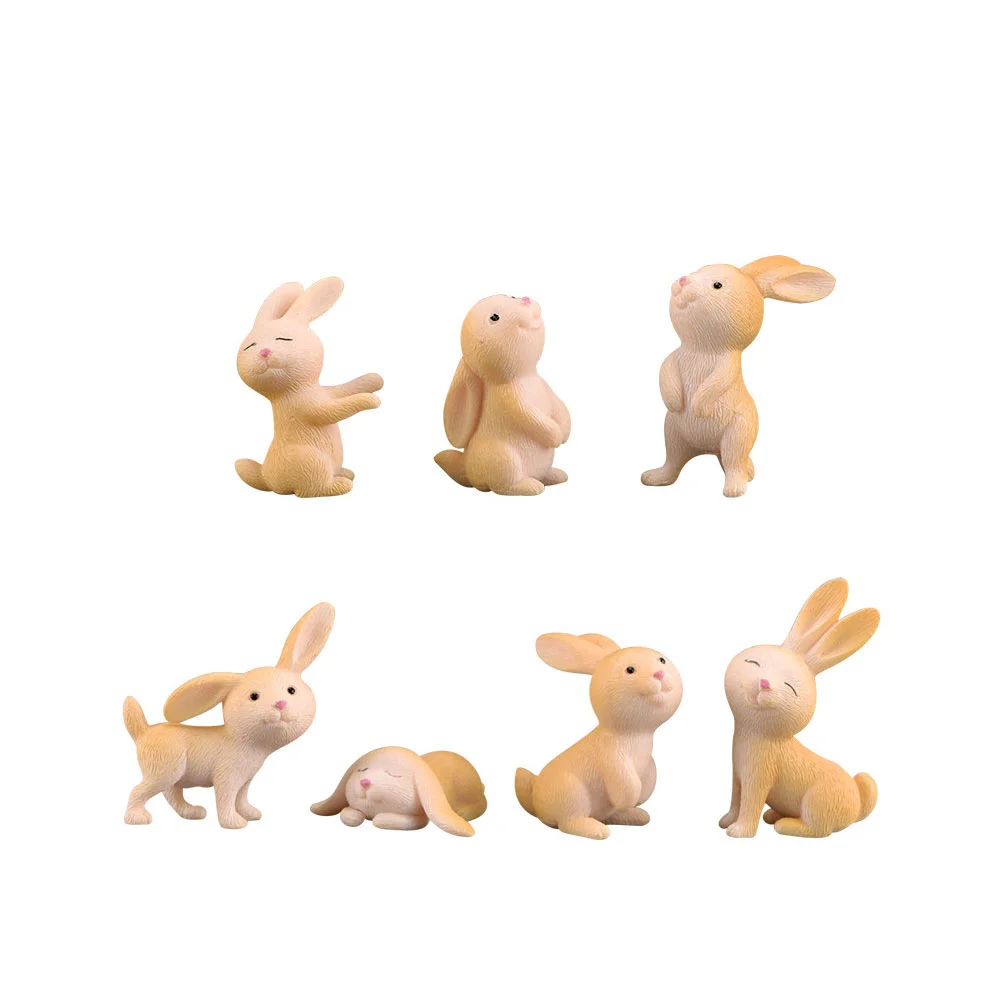 

Rabbit Figurine Resin Bunny Miniature Ornament Mini Figurines Sculpture Desktop Cartoon Easter Statue Ornaments Decoration
