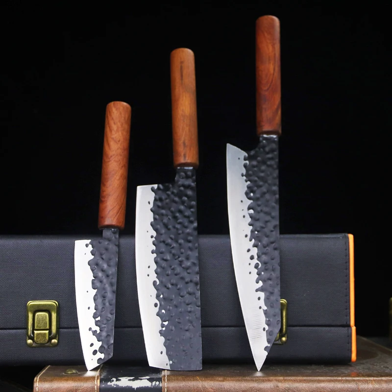 Маленький кухонный нож с зернистой структурой из нержавеющей стали для резки