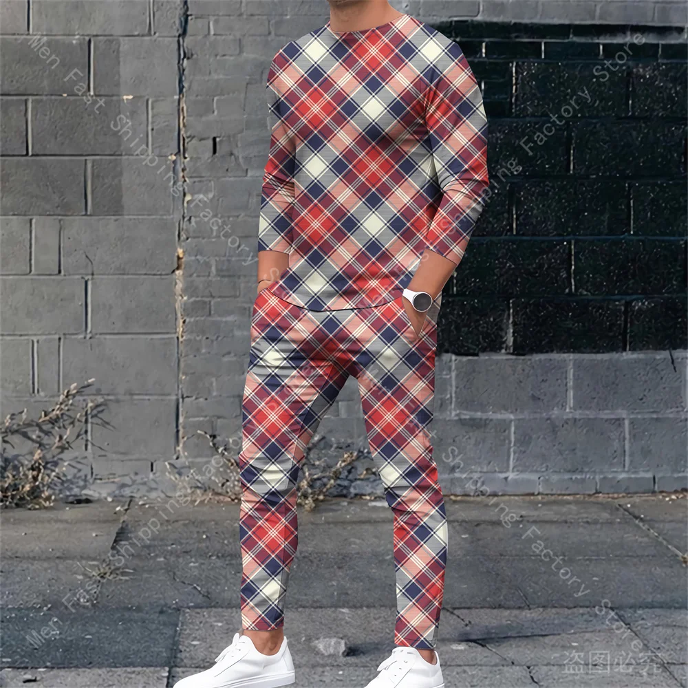 Men's Clothing Long Sleeve T Shirt Sweatpants 2 Piece Sets O Neck Men Tracksuits Casual Sweatshirt pants Suits Casual Sportswear