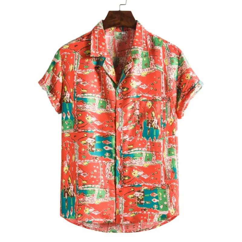 Hawaiian Tropical Men's Shirt 2022 Beach Holiday Short Sleeve Summer Top T-shirt Men shirt Casual breathable patchwork men's top