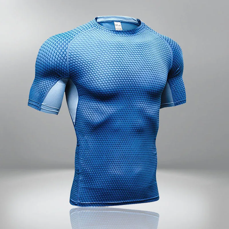 

Быстросохнущая компрессионная рубашка для мужчин, Рашгард, брюки для фитнеса, футболка для бега, Мужская короткая футболка для спортзала, ф...