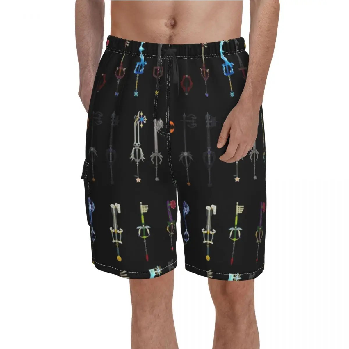 

Kingdom Hearts Board Shorts Keyblade Board Short Pants Elastic Waist Funny Printing Swim Trunks Plus Size 2XL