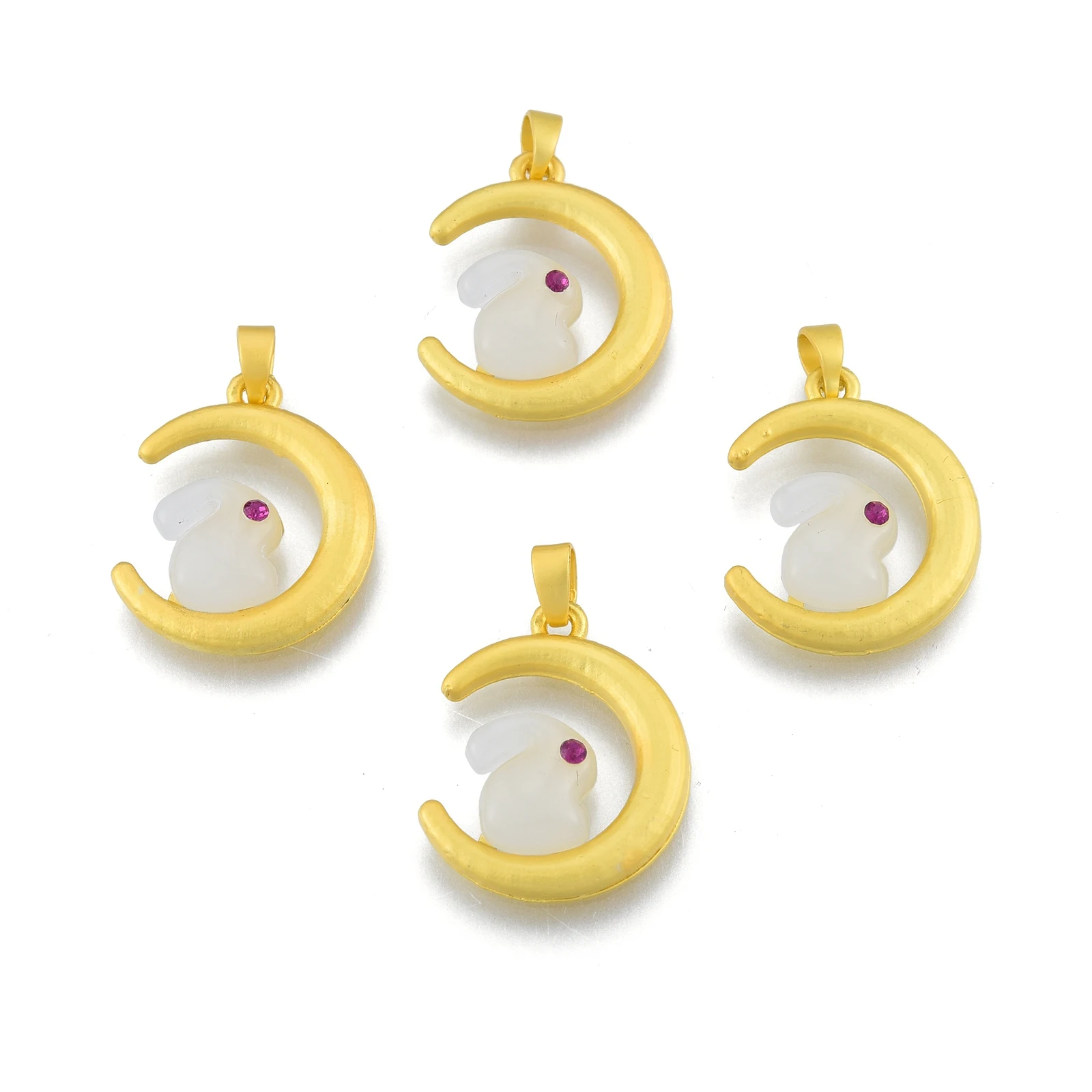 

Стеклянные подвески в виде кролика 20 шт., матовый золотой цвет, стразы, луна с кроликом, Маленькая подвеска «сделай сам», аксессуары для изготовления пасхальных ювелирных изделий