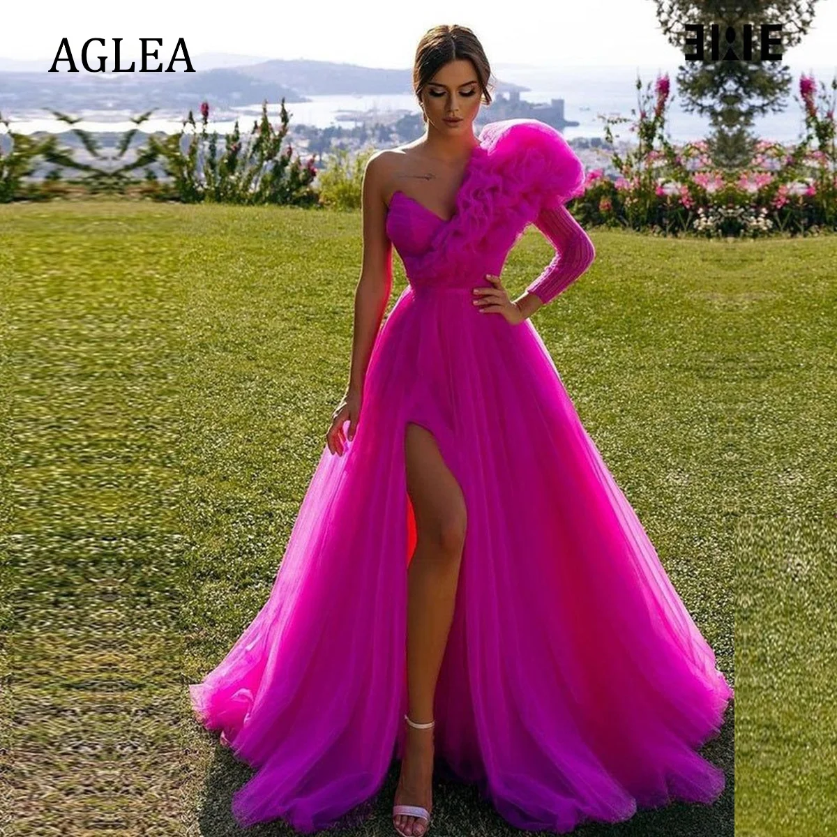 

Женское вечернее платье AGLEA, элегантное строгое платье с одним открытым плечом, трапециевидной формы, для выпускного вечера