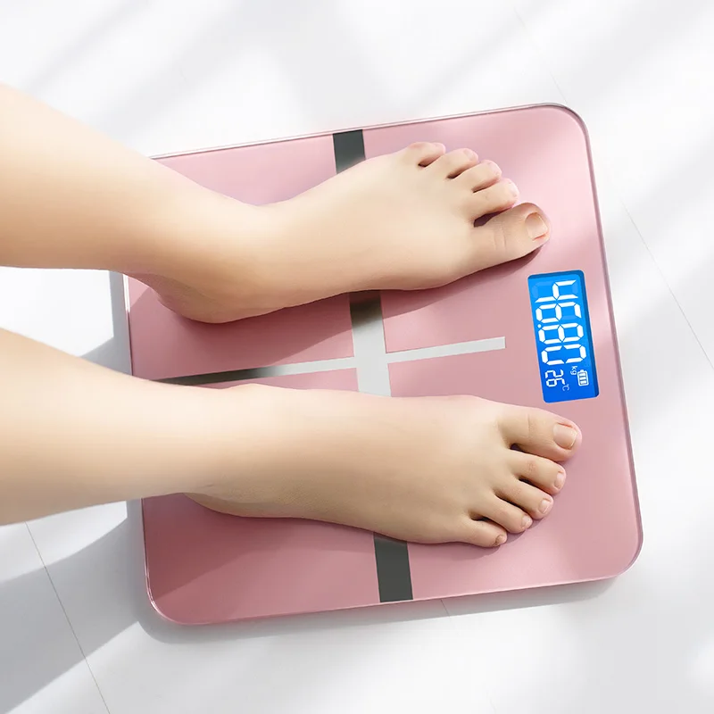 

Pink Cross Design Bathroom Scales Smart Body Weight Scale LED Display 180KG Digital Floor Scale Home Accurate Electronic Scales