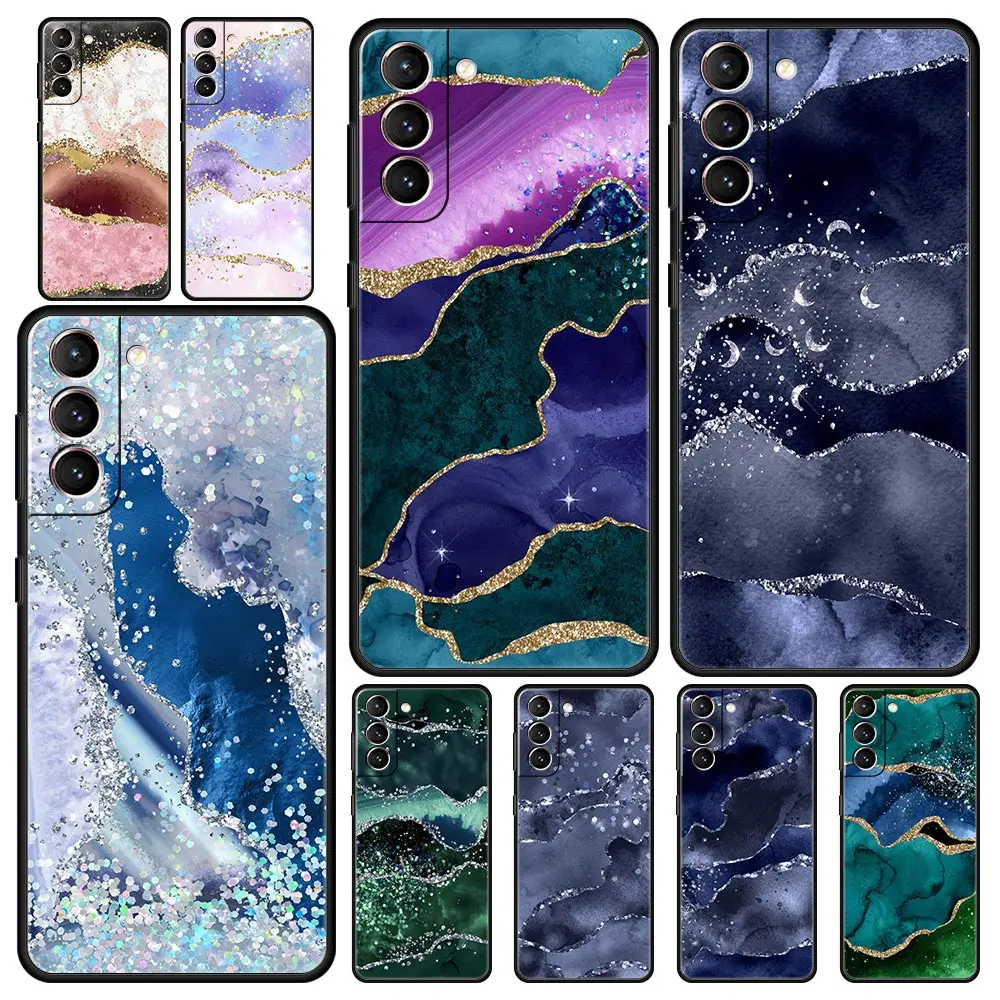 

Радужный блестящий чехол для телефона с агатом и мрамором для Samsung Galaxy S22 5G S20 Ultra S21 FE S10 S9 Plus S10E S8 Note 10 Lite 20, чехол