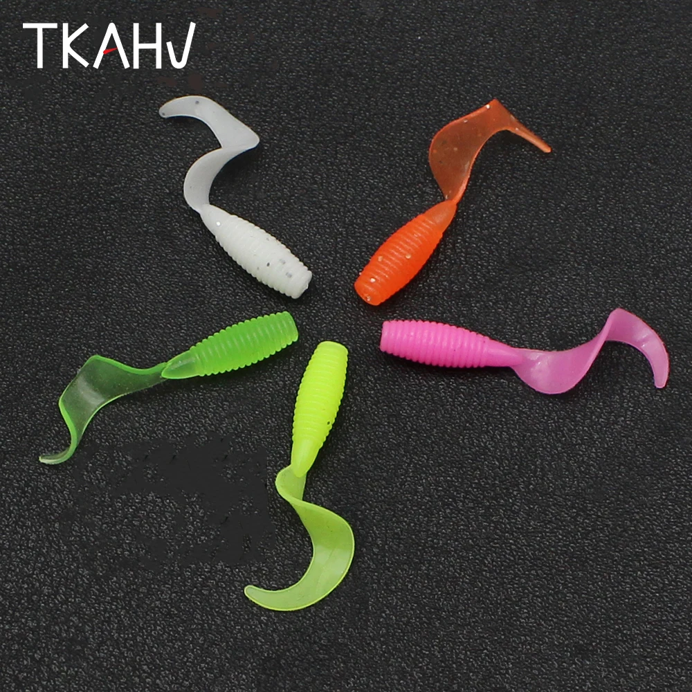 

TKAHV 100pcs/bag 2.5cm 0.2g Mini Luminous Soft Bait Volume Tail Grub Worm Lure Silicone Artificial Carp Swimbait Fishing Tackle