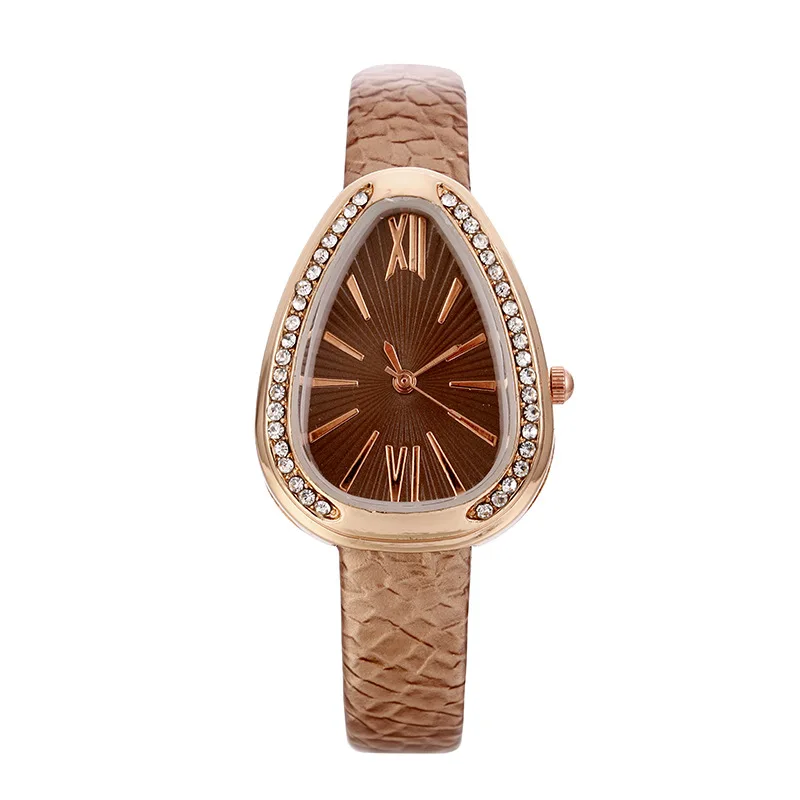 Europe and America hot serpentine diamond-encrusted Roman watch case female female quartz watch casual trend leather watch to se