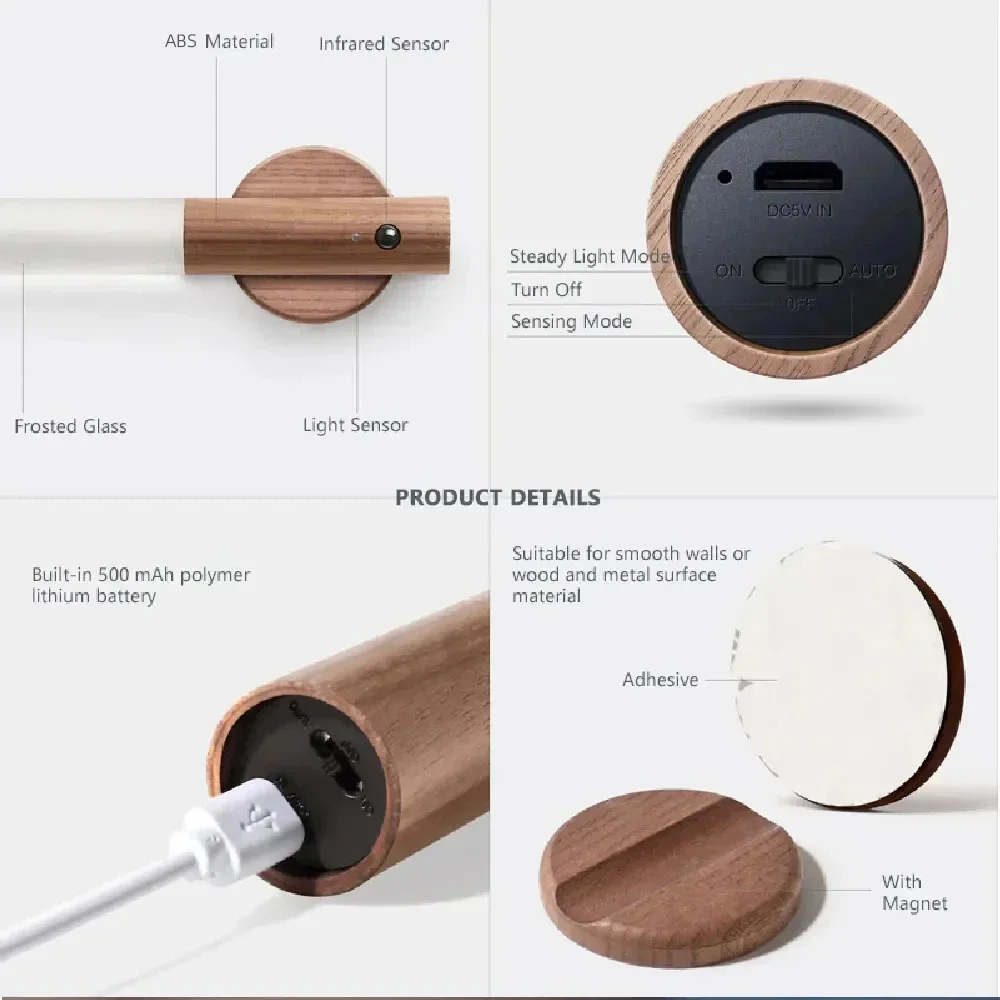 Фонарь Магнитный с датчиком движения зарядкой от USB