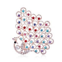 rhinestone peacock brooches for women vintage animal pin luxury fashion brooch high quaity party jewelry