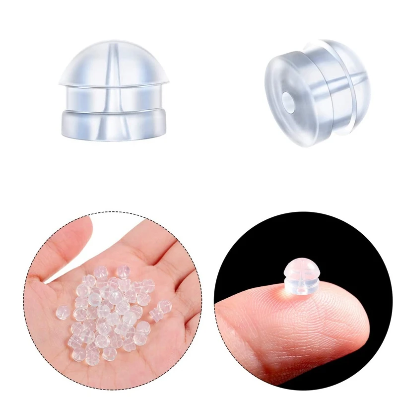 100 шт. прозрачные задние серьги в форме гамбургера безопасные силиконовые пробка