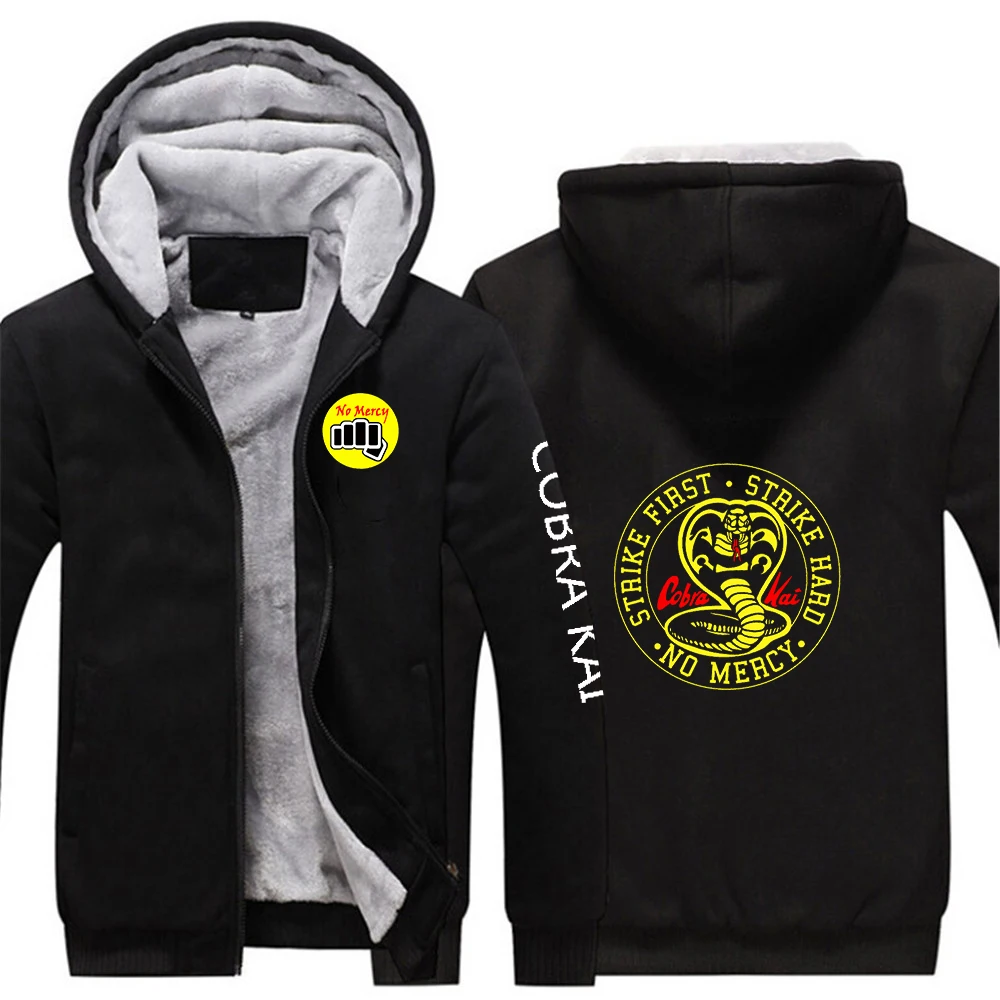 

2022 Cobra Kai No Mercy Men's Hooded Printing Custom Men's Sweatshirt Streetwear Thicken Hoodies Mens Zipper Jackets