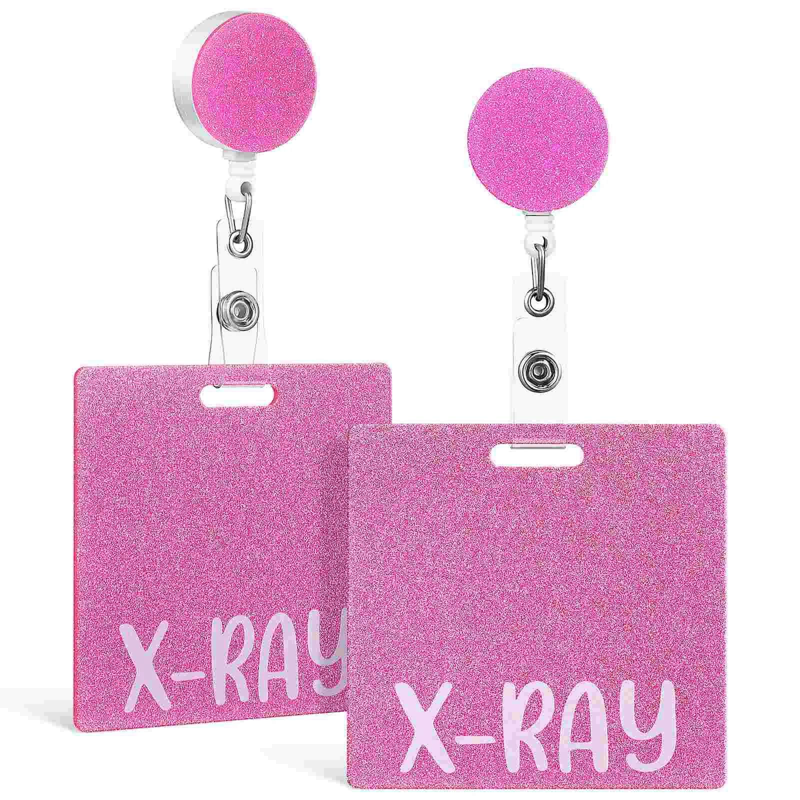

2 Pcs Easy-to-zip Badges Holder Horizontal Card ID Name Holders Acrylic Nurse Reel
