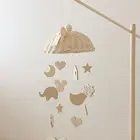 INS детский ротанговый планшетофон, игрушечный слон, динозавр, кроватный Колокольчик 0-12 месяцев, деревянные животные для детских кроватей, проекционный Декор для комнаты