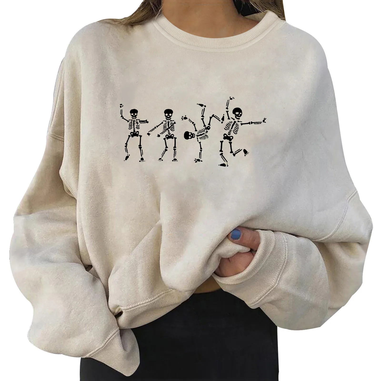 

Tunic Length Sweaters Women Womens Daily Print Sweatshirt Long Pullover Letter Print O Neck Printing Long Sleeve Women's Top