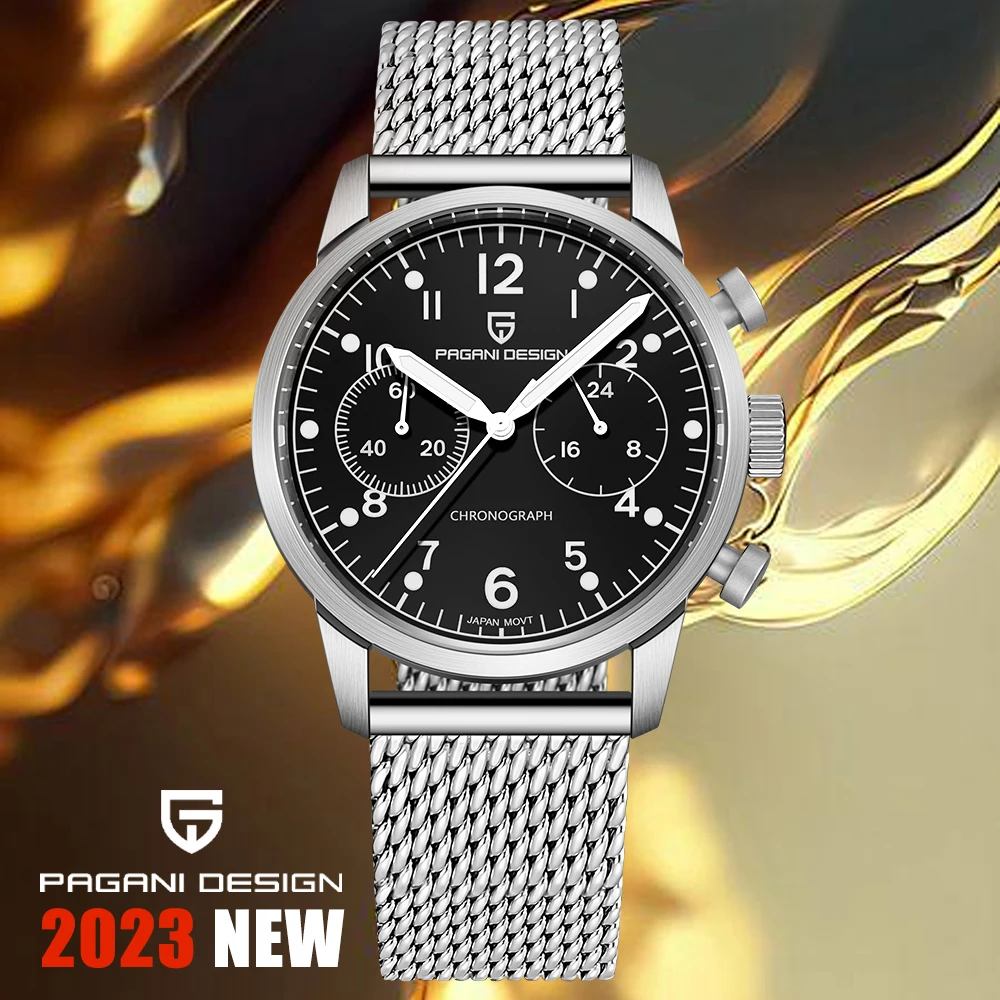 

2023 PAGANI DESIGN Men’s TOP Quartz watches AR Coating Chronograph Stainless Steel Clock Sapphire 100M Waterproof WristWatch