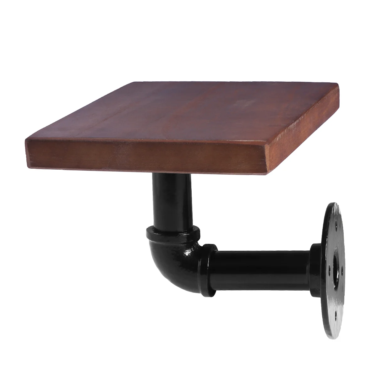 

Vintage Wrought Iron Wood Partition Wall Hanging Rack Wall Decoration Frame Retro Black Bracket (Random Board Color and Grain)