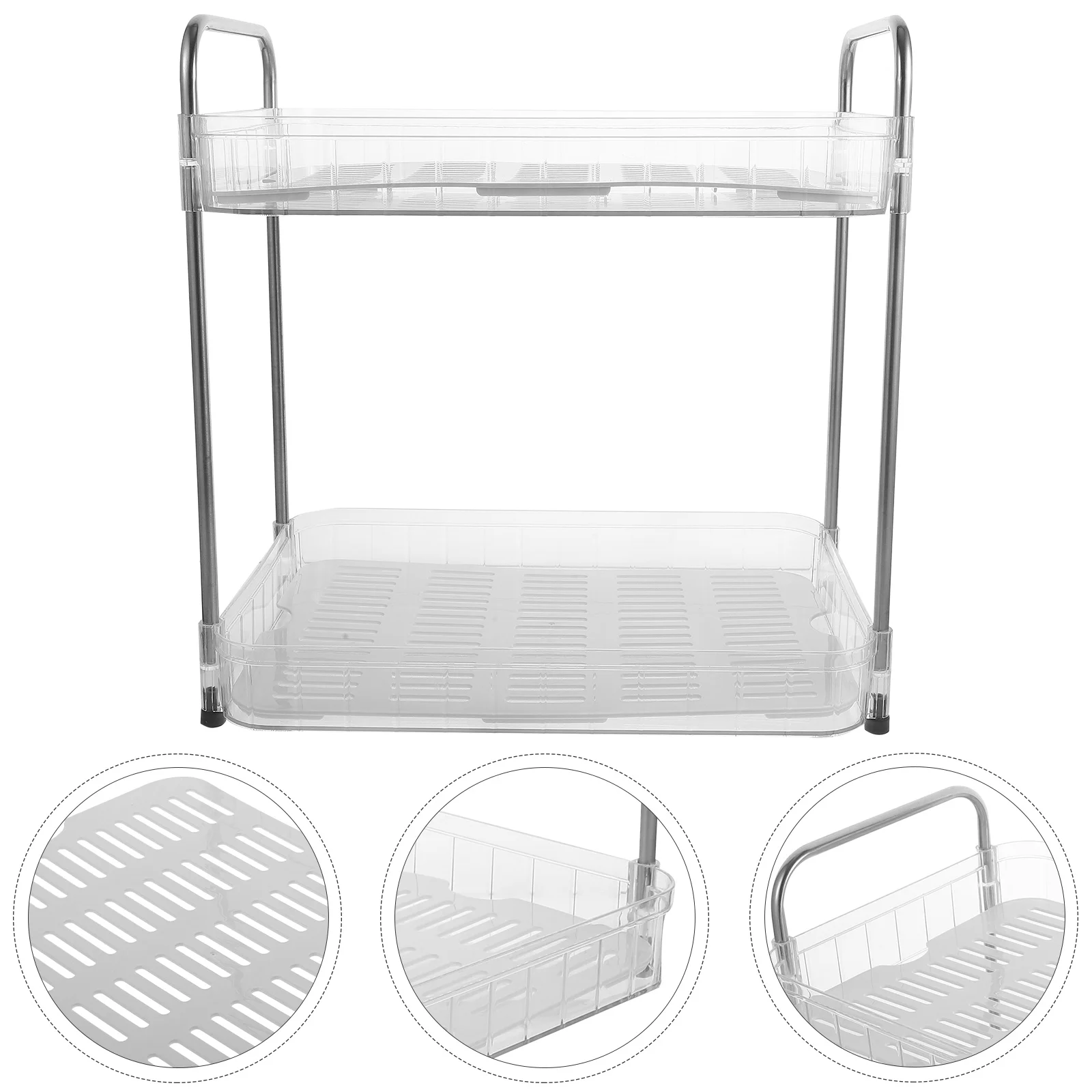 

Double Drainer Clean Clear Cup Organizer Desktop Holder Kitchen Decir Stainless Steel Storage Tray