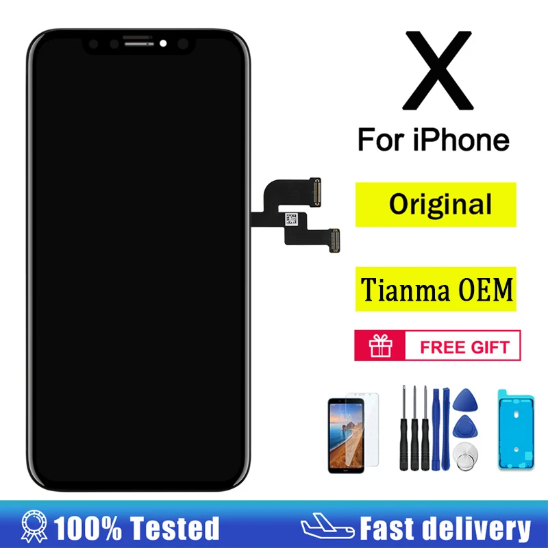 

Оригинальный ЖК-дисплей OEM для экрана Pantalla Iphone X 11 Pro Max, сенсорный 3D экран в сборе для замены для XR XS 11 Tianma