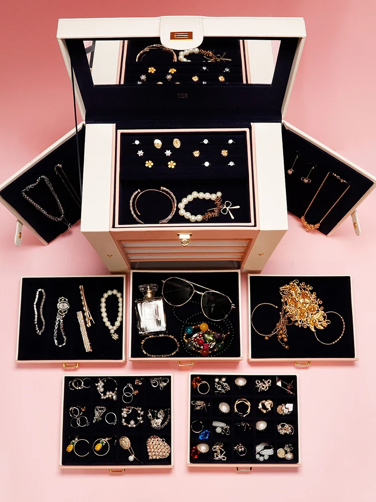Luxury Jewelry Organizer Storage Box Large Capacity Multi Layer Jewelry Box Earrings Display Organizer for Cosmetics Gift Ideas