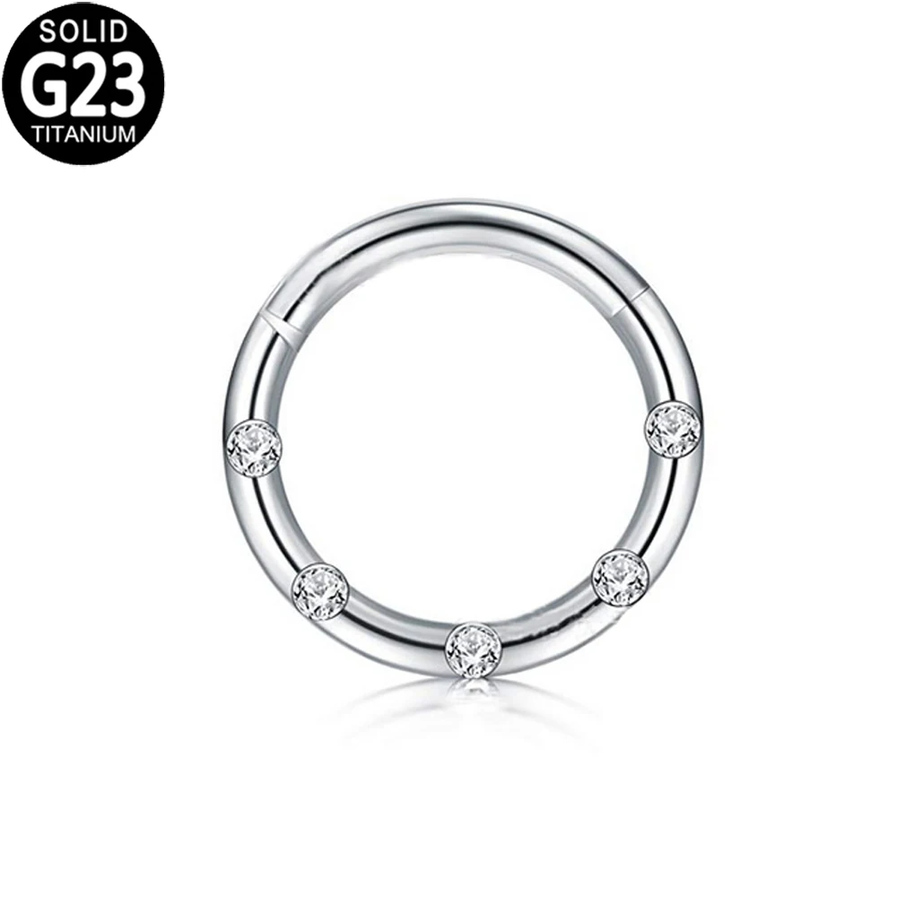 

G23 Titanium Nose Ring Septum Piercing Clicker 16G CZ Hinged Segment Ear Cartilage Tragus Piercings Nose Studs Body Jewelry