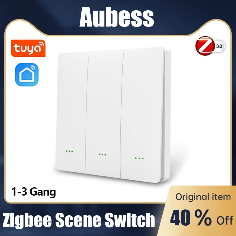 

Смарт-переключатель Tuya ZigBee 3,0 беспроводной с бесплатной наклейкой, настенный переключатель, переключатель с питанием от батареи, передатчи...