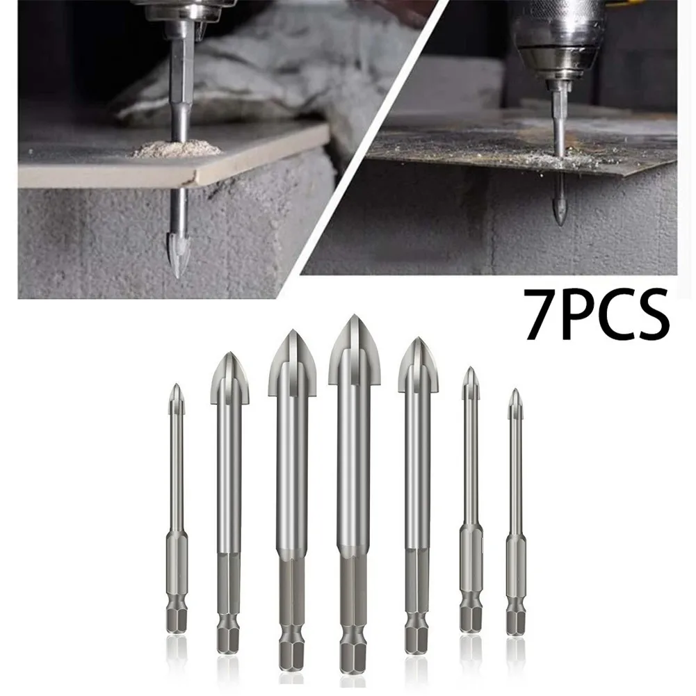 

7pcs 3-12mm Drill Bits Set Universal Drilling Tool Multifunctional Cross Cemented Carbide Drill Bit Power Tools
