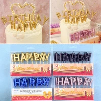 1set champagne happy birthday letter cake candles topper decor party supplies decor candle diy home decor supplies number candle
