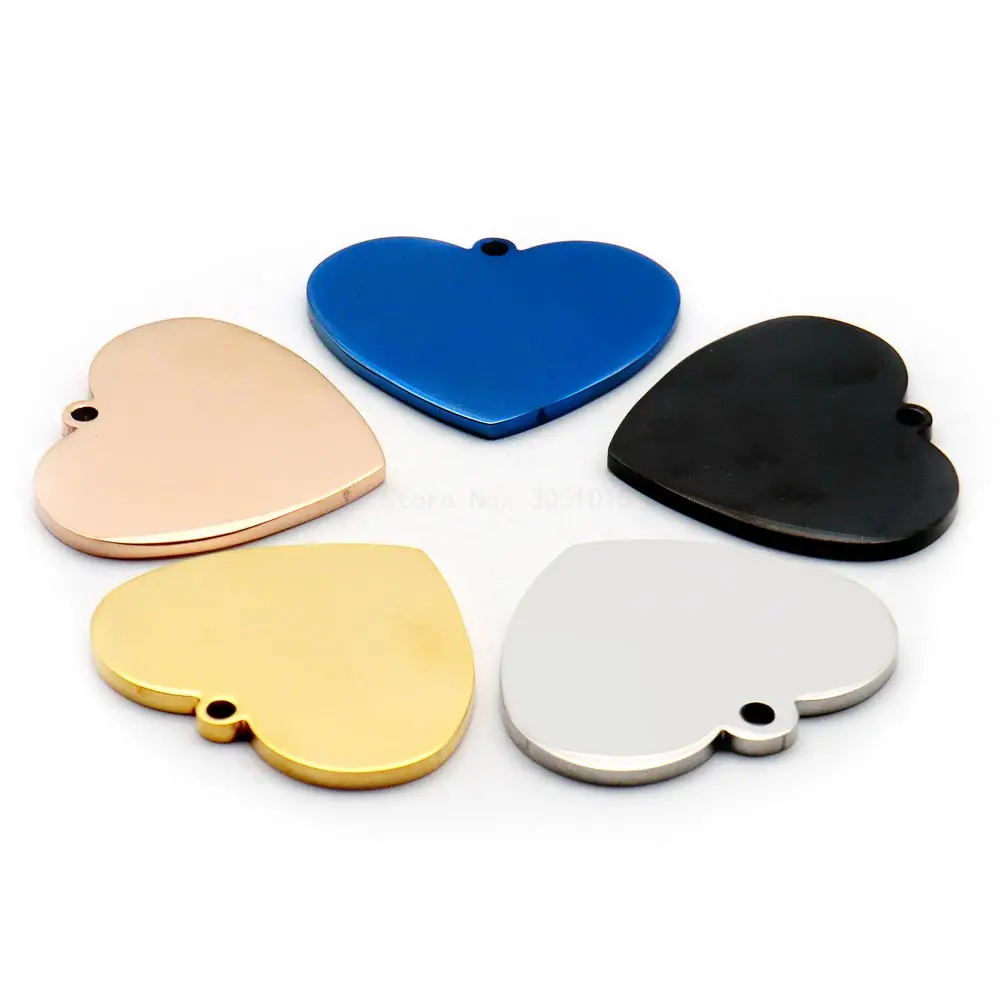 Wholesale 100Pcs Heart id tag Personalized Funny cat Dog Tags Engraved  For Collar Accessories Puppy Stainless Steel dog plate