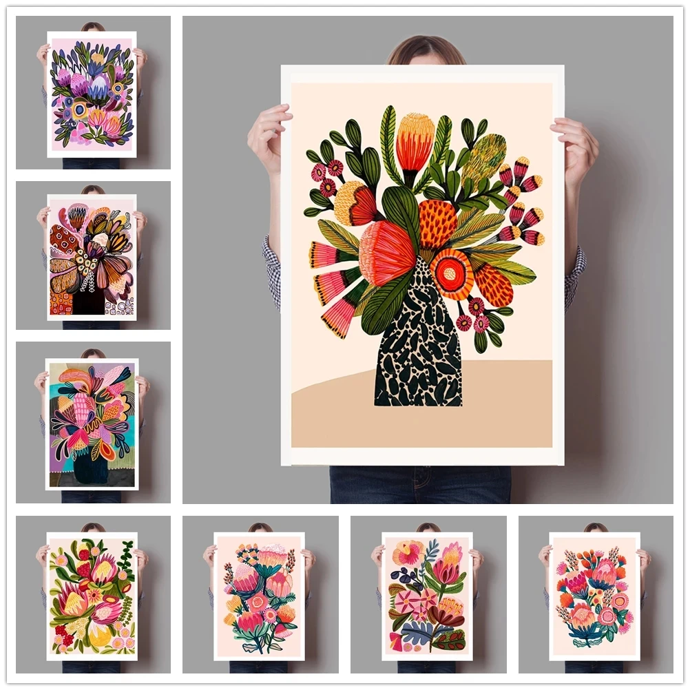 

Canvas Print Painting Wall Art Fresh Flowers Posters Modular Cuadros Home Decoration Peony Graffiti Picture Living Room No Frame