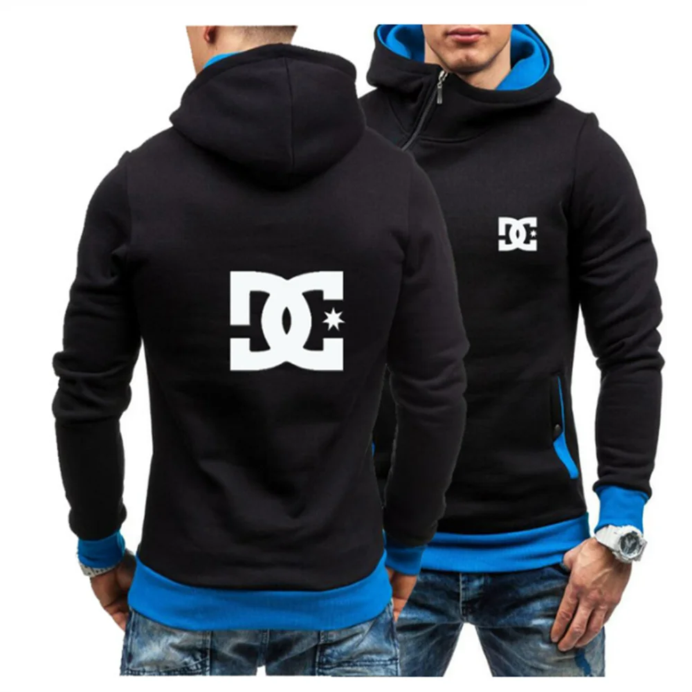DC Spring Fall 2022 Men's New Must-Have Hoodie Sport Diagonal Zipper Pullover Warm Casual Men's Sportswear Fashion Men's Jacket