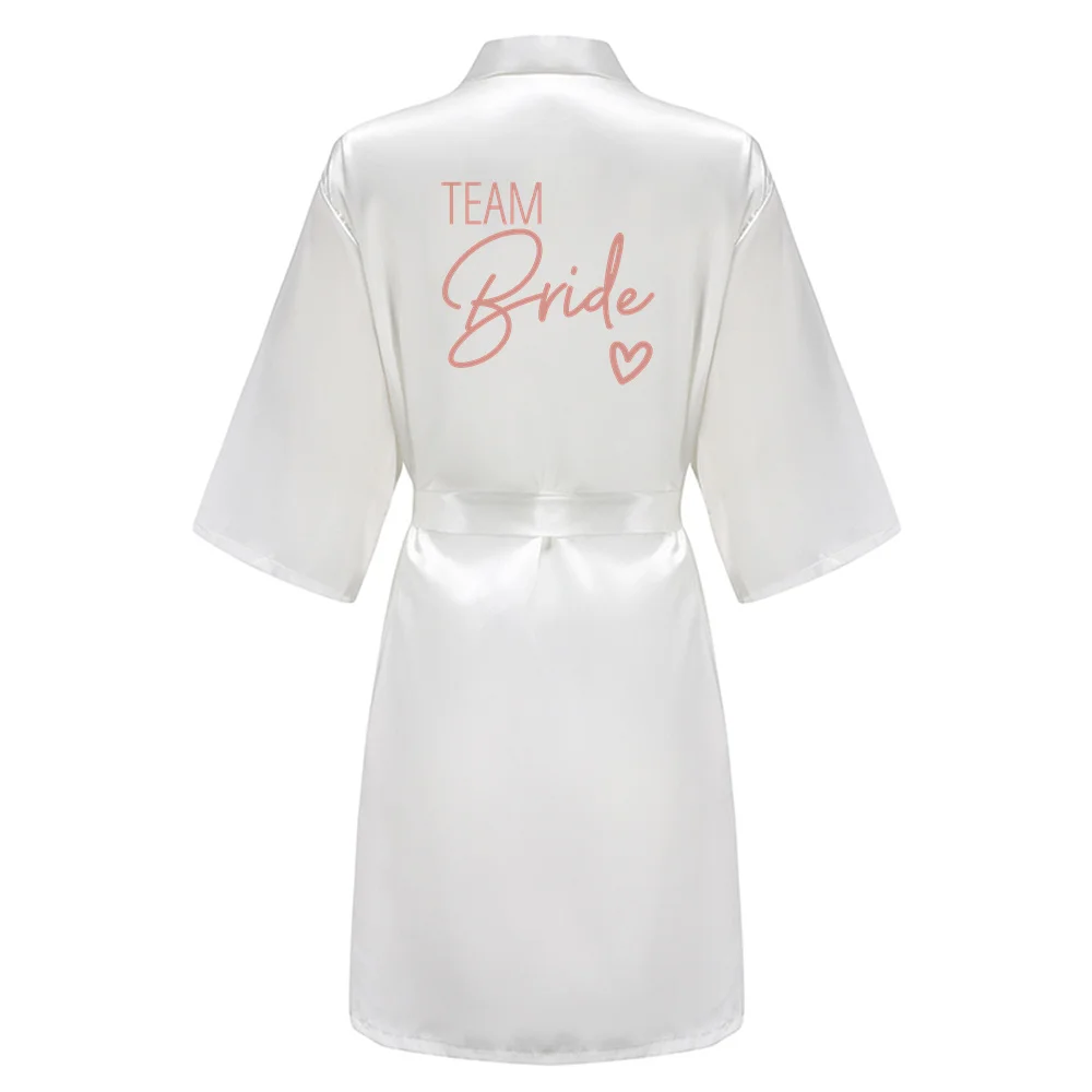 Team Bride Women Wedding Satin Dressing Gown Personalized Custom Name Bathobe Bridal Party Robes Bridesmaid Robes gift