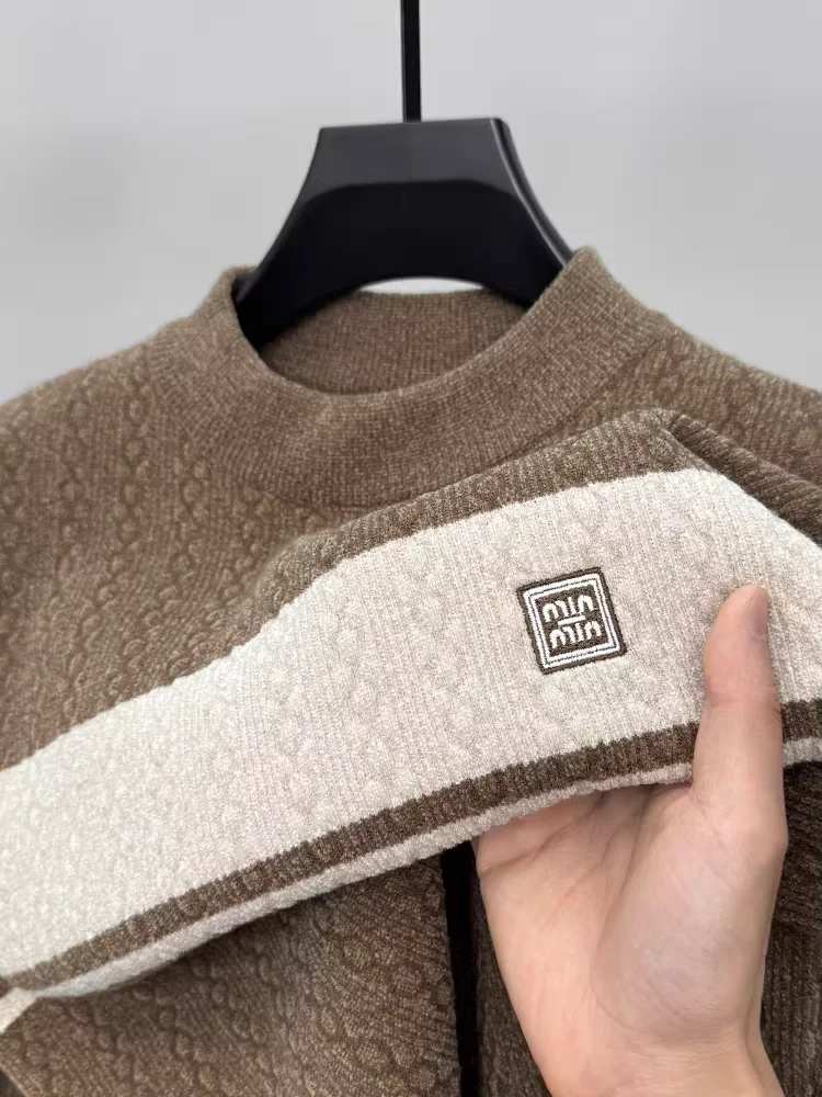  Высококачественный трикотажный свитер мужской круглый воротник осень - зима