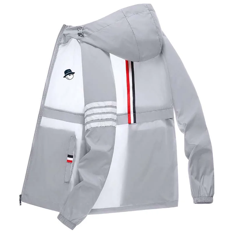 Men's Quick Dry Malbon Skin Coat Sunscreen Waterproof UV Thin Outwear Ultra-Light Breathable Golf For Men Hooded Jacket Wear