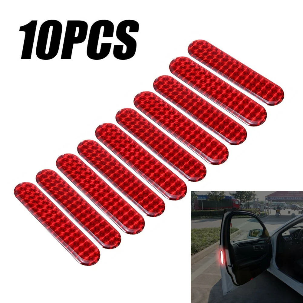 

10PCS Car Electric Vehicle Reflective Stickers Epoxy Reflective Warning Stickers Door Anti-collision Stickers Epoxy Reflective S