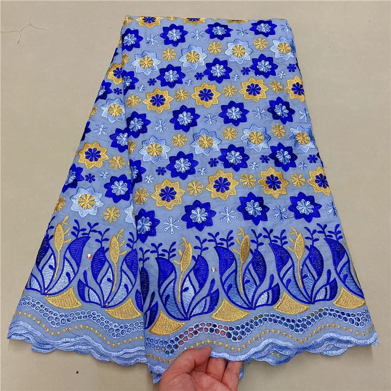 

5 Yards Swiss Fabric Latest Heavy Beaded Embroidery African Cotton Voile Lace Popular 2022 Dubai Style For wedding Party HL