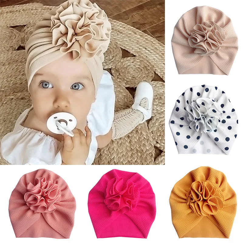 

Cute Flower Baby Hat Toddler Turban Infant Head wraps Kids Bonnet Newborn Toddler Beanie Cap for 0-18m