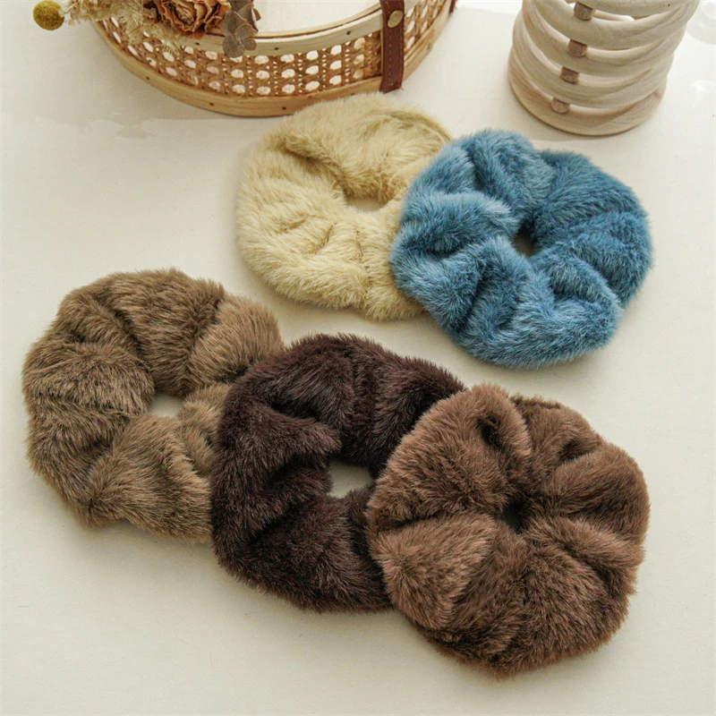 

Soft Mink Hair Scrunchies Plush Large Intestine Hair Ring Fluffy Faux Fur Hair Rope Furry Elastic Rubber Bands Hair Accessories
