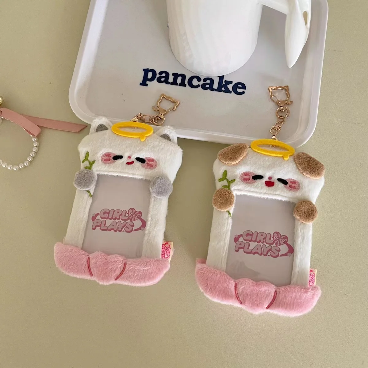 

New Kawaii Cartoon Dog Cat Soft Plush Kpop Photocard Holder idol Photo Card Photo pendant School Stationery